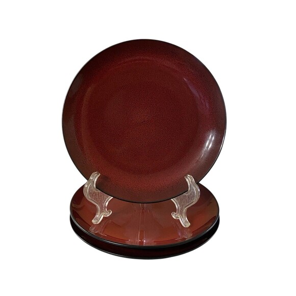Gibson Designs Soho Lounge Round Burgundy Salad Plate 7 7/8” Set Of 3 - Picture 2 of 7